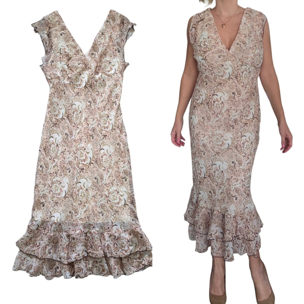 VTG Speechless Y2K Fairy V-Neck Slip Dress Large Babydoll Whimsical Midi Paisley